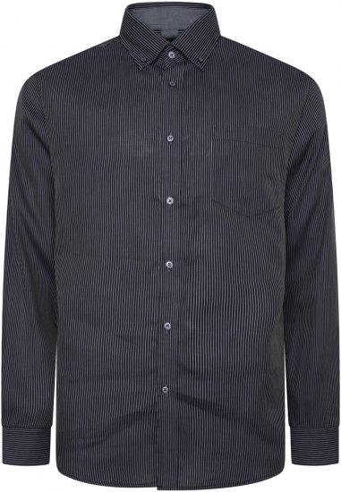 Kam Jeans 6300 Long Sleeve Dobby Stripe Shirt Dark Grey - Särgid - Meeste suured särgid 2XL – 8XL