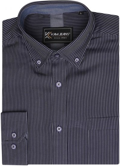 Kam Jeans 6300 Long Sleeve Dobby Stripe Shirt Dark Grey - Särgid - Meeste suured särgid 2XL – 8XL