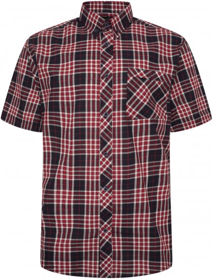 Kam Jeans 6301 Casual Check Short Sleeve Shirt Burgundy - Särgid - Meeste suured särgid 2XL – 8XL