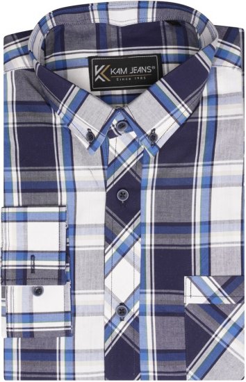 Kam Jeans 6301 LS Casual Check Shirt Navy - Särgid - Meeste suured särgid 2XL – 8XL