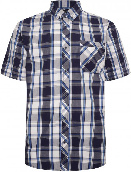 Kam Jeans 6301 Casual Check Short Sleeve Shirt Navy - Särgid - Meeste suured särgid 2XL – 8XL