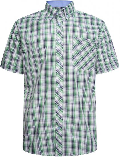 Kam Jeans 6311 Casual Check Short Sleeve Shirt Mint - Särgid - Meeste suured särgid 2XL – 8XL