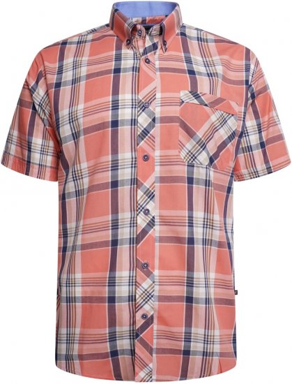 Kam Jeans 6312 Casual Check Short Sleeve Shirt Light Red - Särgid - Meeste suured särgid 2XL – 8XL
