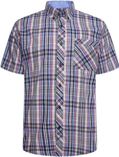 Kam Jeans 6313 Casual Check Short Sleeve Shirt Grey - Särgid - Meeste suured särgid 2XL – 8XL
