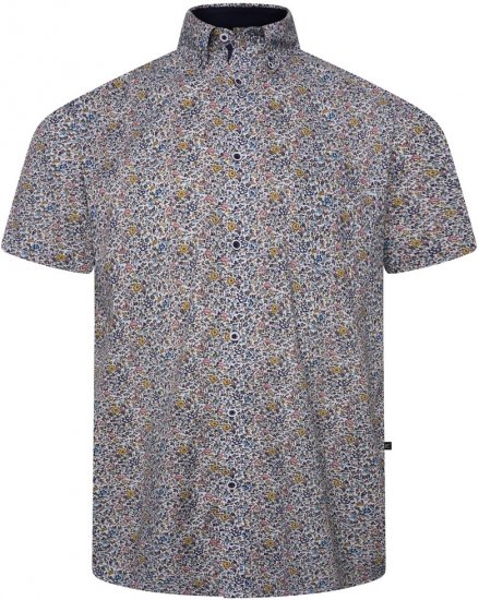 Kam Jeans 6329 Mini Floral Print Short Sleeve Shirt Grey - Särgid - Meeste suured särgid 2XL – 8XL