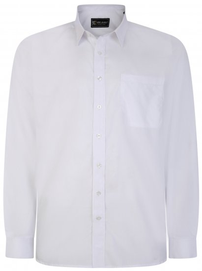 Kam Jeans 661 Classic Long Sleeve Office Shirt White - Särgid - Meeste suured särgid 2XL – 8XL