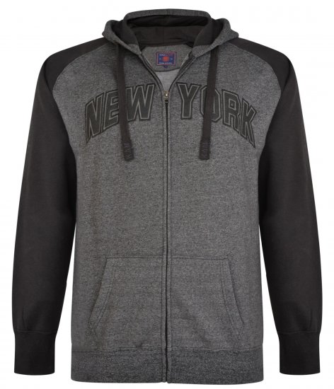 Kam Jeans Zip Thru Hoody Black - Sviitrid ja dressipluusid - Meeste suured kapuutsiga jakid suurustes 2XL – 14XL