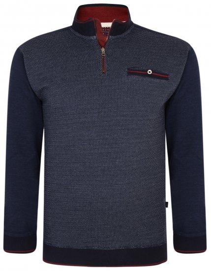 Kam Jeans 7020 Zip-collar Top Navy - Sviitrid ja dressipluusid - Meeste suured kapuutsiga jakid suurustes 2XL – 14XL