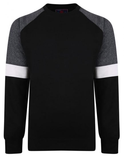 Kam Jeans 7031 Crew Neck Sweater Black - Sviitrid ja dressipluusid - Meeste suured kapuutsiga jakid suurustes 2XL – 14XL