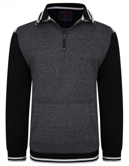 Kam Jeans 7032 Casual Sweater Black - Sviitrid ja dressipluusid - Meeste suured kapuutsiga jakid suurustes 2XL – 14XL