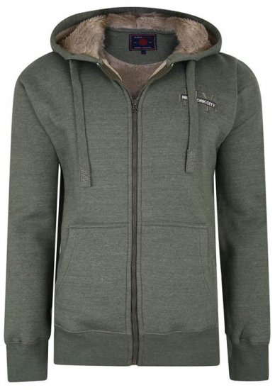 Kam Jeans 7038 Sherpa Lined Hoodie Khaki - Sviitrid ja dressipluusid - Meeste suured kapuutsiga jakid suurustes 2XL – 14XL