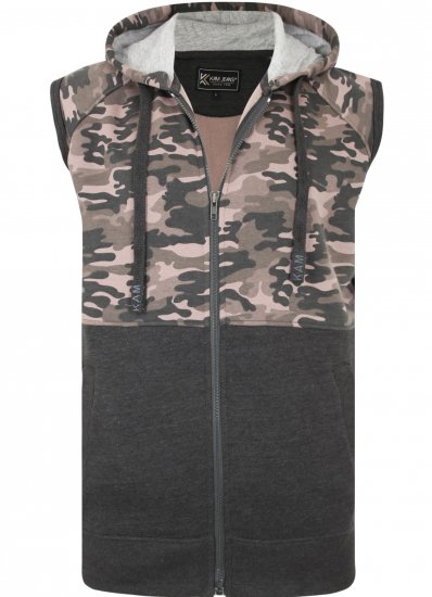 Kam Jeans 7039 Camo Panelled Vest Charcoal - Sviitrid ja dressipluusid - Meeste suured kapuutsiga jakid suurustes 2XL – 14XL
