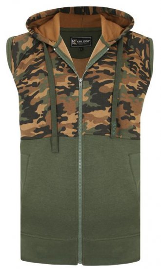 Kam Jeans 7039 Camo Panelled Vest - Sviitrid ja dressipluusid - Meeste suured kapuutsiga jakid suurustes 2XL – 14XL