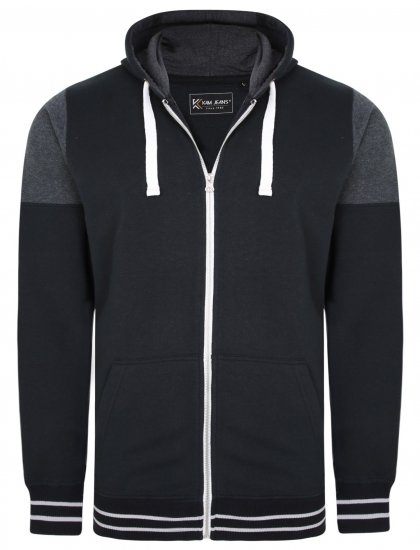 Kam Jeans 7049 Cut & Saw Sleeve Hoodie Black - Sviitrid ja dressipluusid - Meeste suured kapuutsiga jakid suurustes 2XL – 14XL
