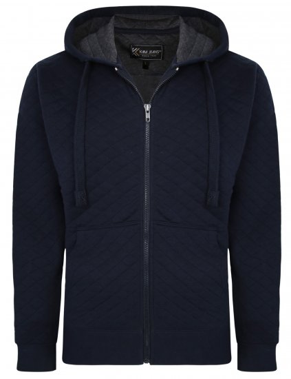 Kam Jeans 7051 Quilted Jersey Zip Thru Hoody Navy - Sviitrid ja dressipluusid - Meeste suured kapuutsiga jakid suurustes 2XL – 14XL