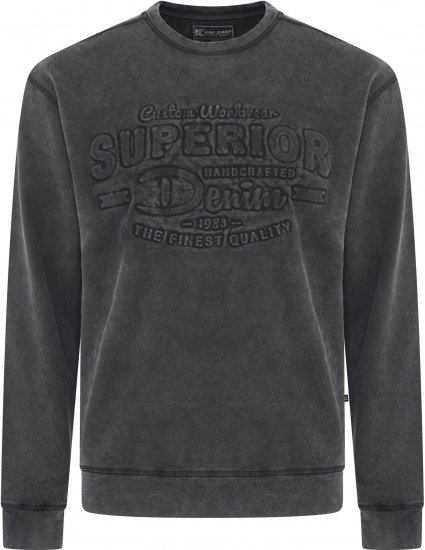 Kam Jeans 7065 Crew Neck Washed Embossed Sweatshirt Black TALL SIZES - MEESTERIIDED MT-6XLT - Pikad meeste riided