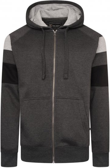 Kam Jeans 7069 Cut & Saw Zip Thru Hoody Charcoal - Sviitrid ja dressipluusid - Meeste suured kapuutsiga jakid suurustes 2XL – 14XL