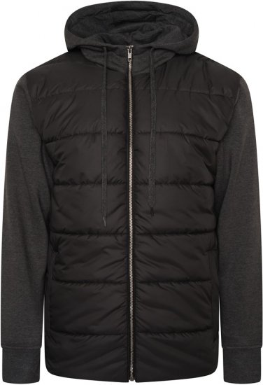 Kam Jeans KV135 Quilted Zip Thru Hoody with Padded Body & Jersey Sleeves Black - Sviitrid ja dressipluusid - Meeste suured kapuutsiga jakid suurustes 2XL – 14XL