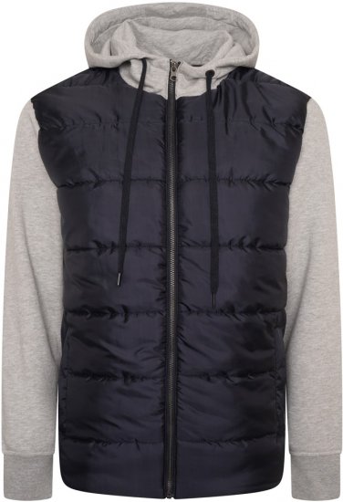 Kam Jeans KV135 Quilted Zip Thru Hoody with Padded Body & Jersey Sleeves Navy TALL SIZES - MEESTERIIDED MT-6XLT - Pikad meeste riided