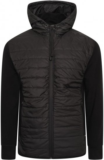Kam Jeans KV136 Padded Body And Jersey Sleeves Hybrid Zip Thru Quilted Hoody Black TALL SIZES - MEESTERIIDED MT-6XLT - Pikad meeste riided