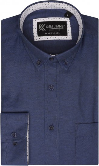 Kam Jeans P020 Premium Long sleeve Oxford Shirt Navy - Särgid - Meeste suured särgid 2XL – 8XL