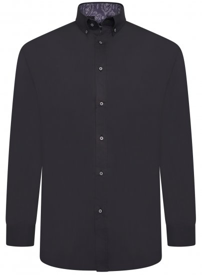 Kam Jeans P023 L/S Premium Stretch Shirt Black - Särgid - Meeste suured särgid 2XL – 8XL