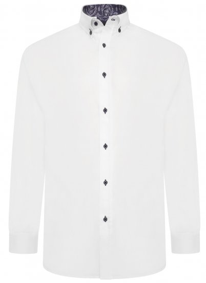 Kam Jeans P023 L/S Premium Stretch Shirt White - Särgid - Meeste suured särgid 2XL – 8XL