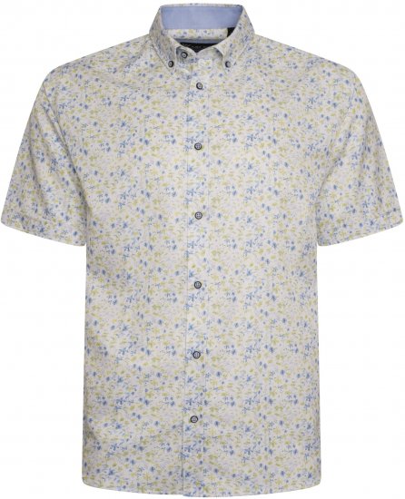 Kam Jeans P036 Premium Floral Print Shirt White - Särgid - Meeste suured särgid 2XL – 8XL