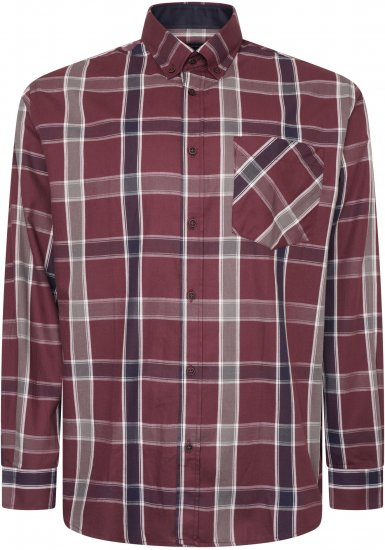 Kam Jeans P038 LS Premium Cotton Check Shirt Wine - Särgid - Meeste suured särgid 2XL – 8XL
