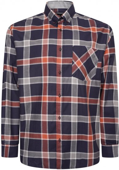 Kam Jeans P038 LS Premium Cotton Check Shirt Navy - Särgid - Meeste suured särgid 2XL – 8XL