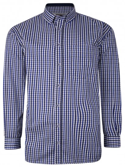 Kam Jeans P640 Premium Gingham Check Shirt LS Navy - Särgid - Meeste suured särgid 2XL – 8XL