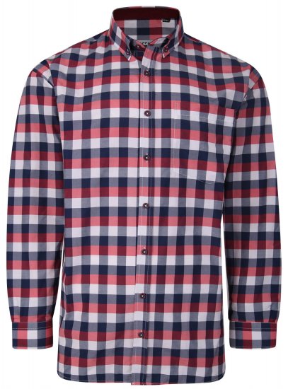 Kam Jeans P642 Premium Large Check Shirt LS Red - Särgid - Meeste suured särgid 2XL – 8XL
