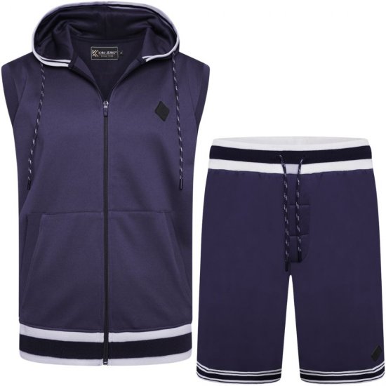 Kam Jeans TS005 Retro Tracky Set (Shorts/Sleeveless Hoodie) Navy - Dressid - Meeste dressid suured suurused