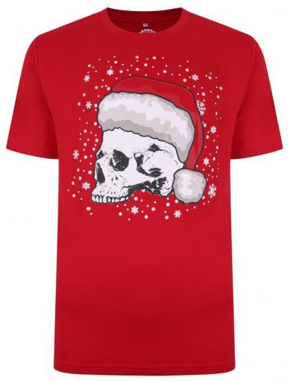 Kam Jeans X008 Santa Skull Print T-Shirt Red - T-särgid - Suured T-särgid 2XL – 14XL
