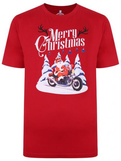 Kam Jeans X009 Santa Biker Print T-Shirt Red - T-särgid - Suured T-särgid 2XL – 14XL