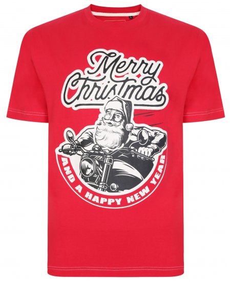 Kam Jeans X016 Santa Biker Print Tee Red - T-särgid - Suured T-särgid 2XL – 14XL