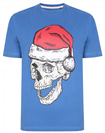 Kam Jeans X017 Santa Skull Print Tee Blue - T-särgid - Suured T-särgid 2XL – 14XL