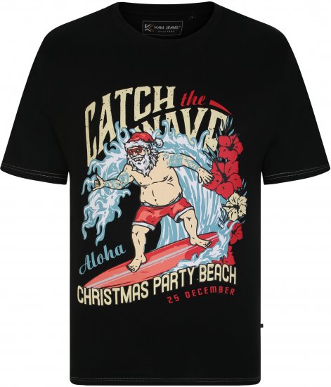 KBS X020 Catch The Waves Xmas Print T-Shirt Black - T-särgid - Suured T-särgid 2XL – 14XL