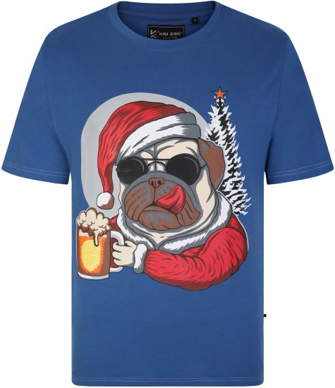 KBS X021 Dog Beer Print T-Shirt Blue - T-särgid - Suured T-särgid 2XL – 14XL