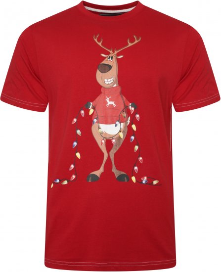Kam Jeans X028 Rudolph Print T-Shirt Red - T-särgid - Suured T-särgid 2XL – 14XL