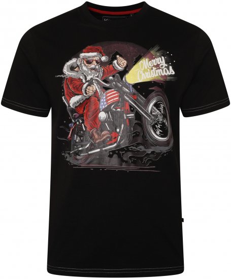 Kam Jeans X030 Santa Biker Print T-Shirt Black - T-särgid - Suured T-särgid 2XL – 14XL