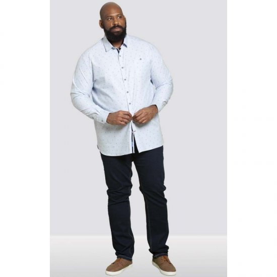 D555 Addington Printed Oxford Shirt Blue - Särgid - Meeste suured särgid 2XL – 8XL