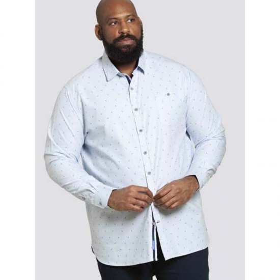 D555 Addington Printed Oxford Shirt Blue - Särgid - Meeste suured särgid 2XL – 8XL