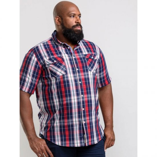 D555 Terell Shirt Navy/Red - Särgid - Meeste suured särgid 2XL – 8XL
