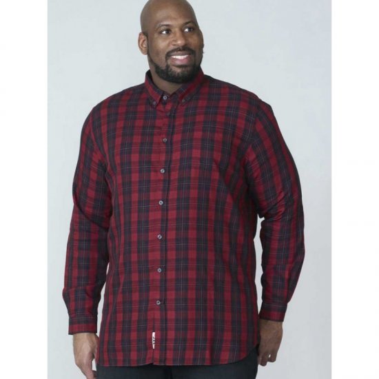 D555 Theo Long Sleeve Check Shirt - Särgid - Meeste suured särgid 2XL – 8XL