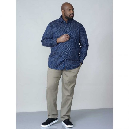 D555 Lavar Long Sleeve Diamond Printed Shirt - Särgid - Meeste suured särgid 2XL – 8XL