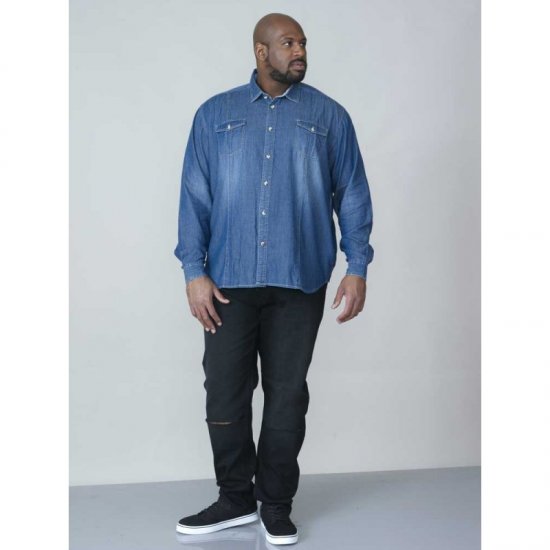 D555 Adcock Long Sleeve Vintage Denim Shirt - Särgid - Meeste suured särgid 2XL – 8XL