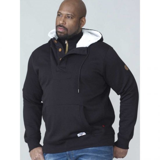 D555 Lorenzo Half zip Hoodie Black - Sviitrid ja dressipluusid - Meeste suured kapuutsiga jakid suurustes 2XL – 14XL