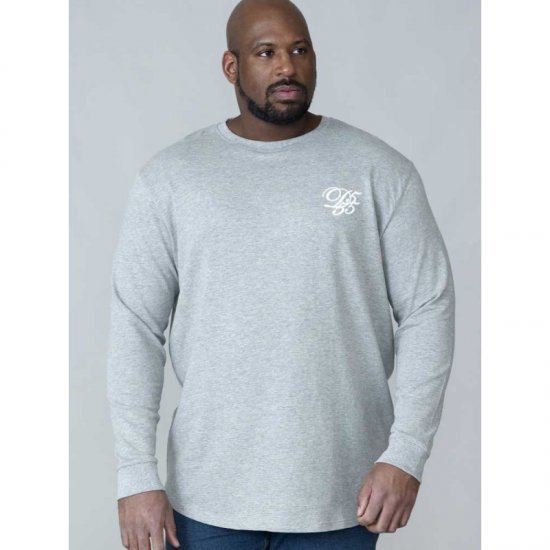 D555 Plato Long Sleeve T-shirt Grey - T-särgid - Suured T-särgid 2XL – 14XL