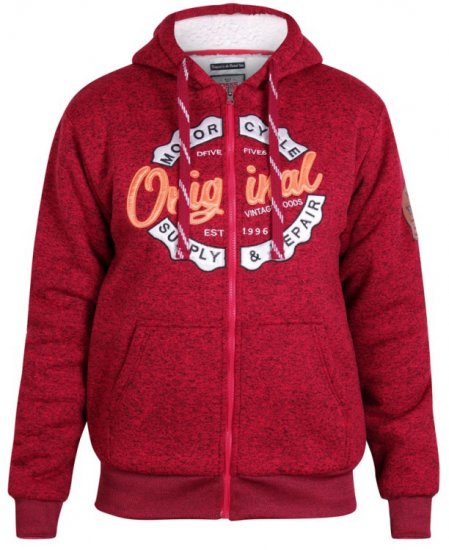 D555 Rylan Hoodie Red - Sviitrid ja dressipluusid - Meeste suured kapuutsiga jakid suurustes 2XL – 14XL